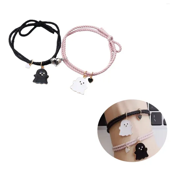 Charme Pulseiras Bonito Fantasma Casais Halloween String Pulseira Presente Para Ele Sua Namorada Namorado Amigo Cordão Ajustável