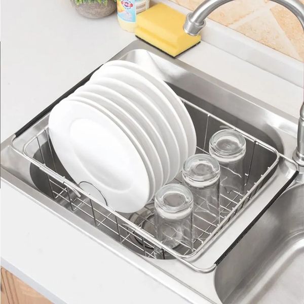 Verstellbarer Küchen-Obstkorb über der Spüle, Geschirr-Trockenregal, Obstschalen mit Böden, Abflusshalter, Schüssel, Geschirrkörbe für die Aufbewahrung der Spüle