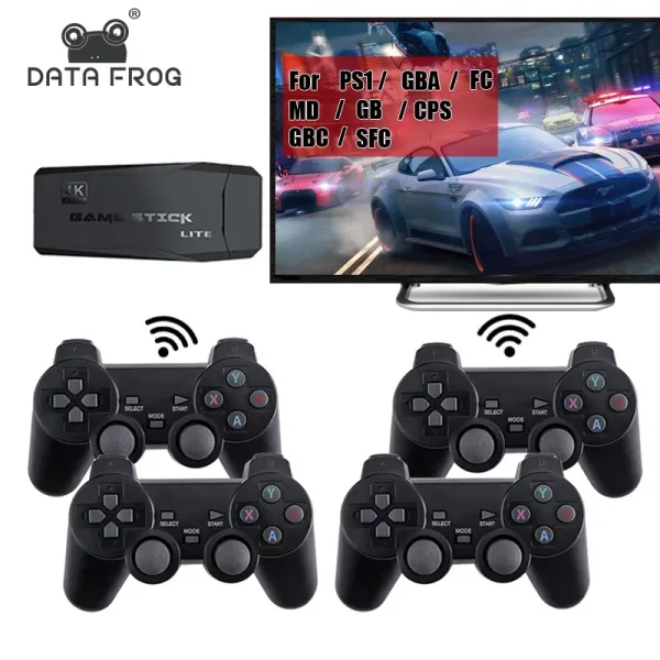 Konsolen Data Frog Y3 Lite TV-Videospielkonsole Retro Game Stick 4K Wireless Controller für PS1/SNES/SEGA 9 Emulator Retro Console 2023