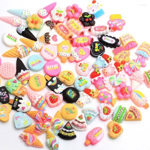 Fiori decorativi 50/100/pz Simulazione rosa Torte alimentari Gelato Biscotto Latte Bambole Cucina Cassa del telefono Decor Per bambini Regalo per bambini Casuale