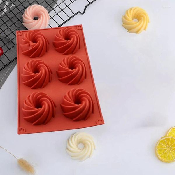 Backformen, 2 Stück, 6-Loch-Donut-Swirl-Kuchenform, handgemachte Seife, DIY-Schokoladendekor, Mini-Riffelrohrform