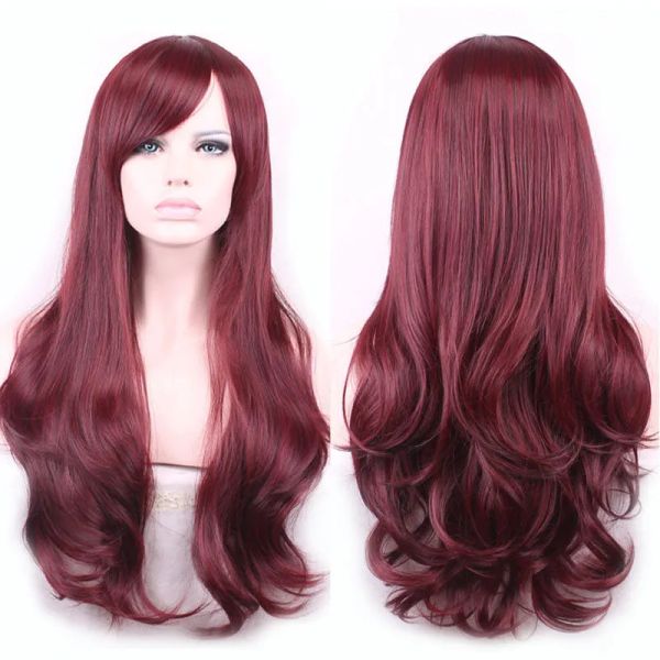 Wigs Mulheres Longo Curly Curly Wavy Full Wig Full Resistente ao Cabelo Cosplay Party Lolita Grace