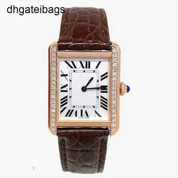 Relógio Carters de luxo Relógios Automáticos Suíços Tanque de Pulso Feminino para Mulheres Quartzo Diamante Rosa Ouro Platina Rosto Quadrado Aço Inoxidável l