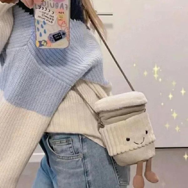 Sacos de armazenamento dos desenhos animados copo saco de pelúcia criativo jellycat crianças mensageiro kawaii crossbody telefone carteira moda bonito mulheres bolsas