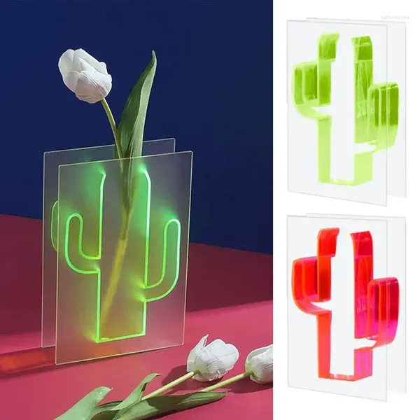 Vasi Vaso a forma di cactus Pianta idroponica acrilica Moderna Body Art Decorazione domestica Vaso di fiori creativo Soggiorno