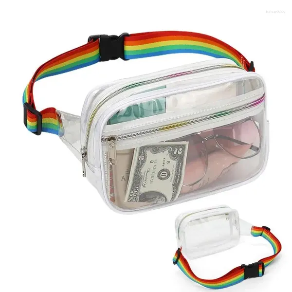 Sacos de armazenamento Clear Belt Bag Cintura PVC Fanny Pack Transparente À Prova D 'Água Dobrável Ajustável Portátil para Viagem de Telefone Celular