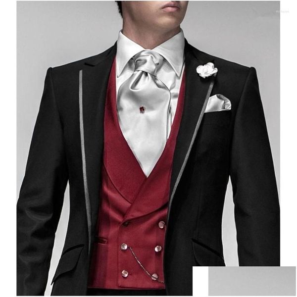 Abiti da uomo Blazer Ultimo stile One Button Risvolto con risvolto Moda Terno Mascino Custume Homme Cappotto nero a coda bassa Giacca da uomo Drop Del Dhnjs