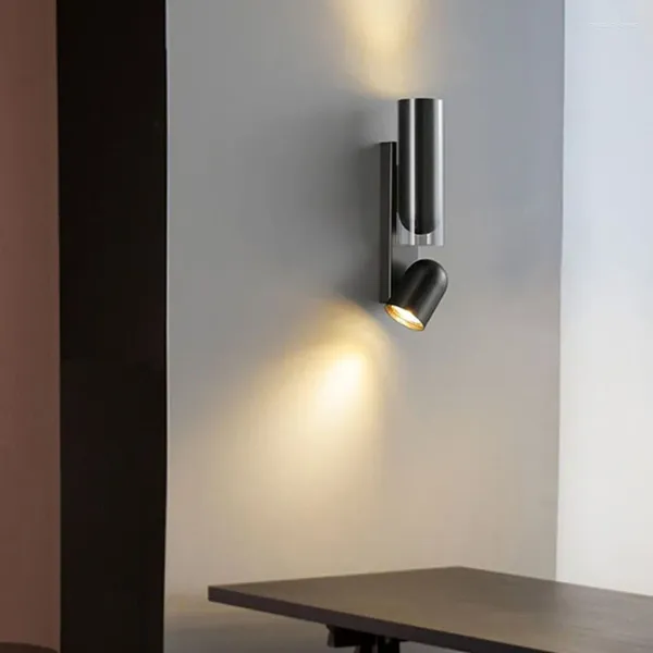 Lampada da parete in oro rosa nero Led moderno in acciaio inossidabile angolo regolabile soggiorno comodino scala applique corridoio loft faretto