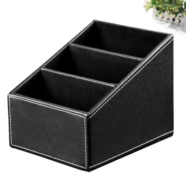 2024 2023 1pcs Leder Fernbedienungssteuerung Organizer Telefon Desktop Aufbewahrungsbox Organizer Box Closet Organizer Lagerbox Holzbox Leder