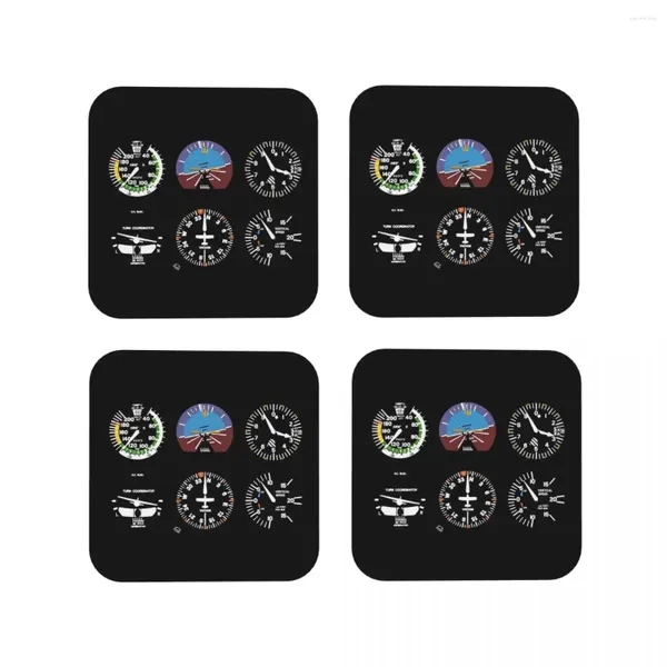 Esteiras de mesa cockpit seis mostradores simulador de vôo piloto coasters cozinha placemats isolamento copo café para decoração casa utensílios de mesa almofadas