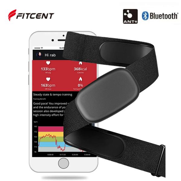 Attrezzatura Fitcent 5.3khz Frequenza cardiaca Monitor Cingcio toracico Bluetooth ANT+ HR Sensore per Peloton Garmin Watch Polar Wahoo Fitness DDP Yoga