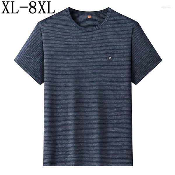 Homens Camisetas 8XL 7XL 6XL 2024 Verão High End Ice Silk Respirável Camisa Homens Roupas Oversized Loose T-shirts Homem Casual Mens Tops Tees