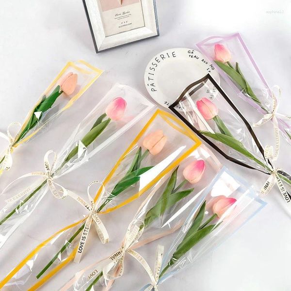 Confezione regalo Borsa per confezioni di fiori Borse per imballaggio a rosa singola Acquista involucri floreali di carta per regali di San Valentino Decorazioni per feste