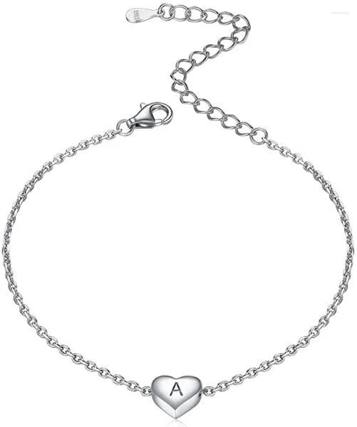 Braccialetti a maglie CatenePro Bracciale con iniziale cuore personalizzato in argento sterling 925 con lettera alla moda, delicato fascino per le donne