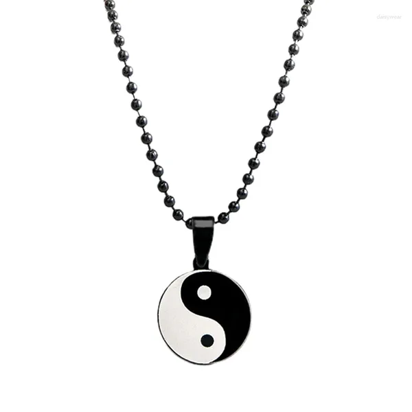 Colares de pingente colar de aço inoxidável masculino estilo chinês yin yang tai chi para homens acessórios de jóias masculinas