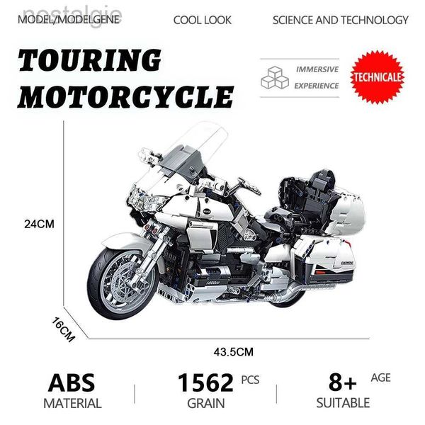 Bloklar Gold Wing Touring Motosiklet Teknik Model Yapı Blokları Moc Yarış Araba Motosiklet Tuğlaları Çocuklar İçin Oyuncaklar Hediyeler 8110 240401