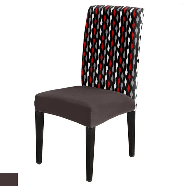 Sandalye Geometrik Çizgiler Kırmızı Siyah Beyaz Kapak Seti Mutfak Yemek Streç SPANDEX KOLTUK SLICHCOVER YAPIN Düğün Partisi