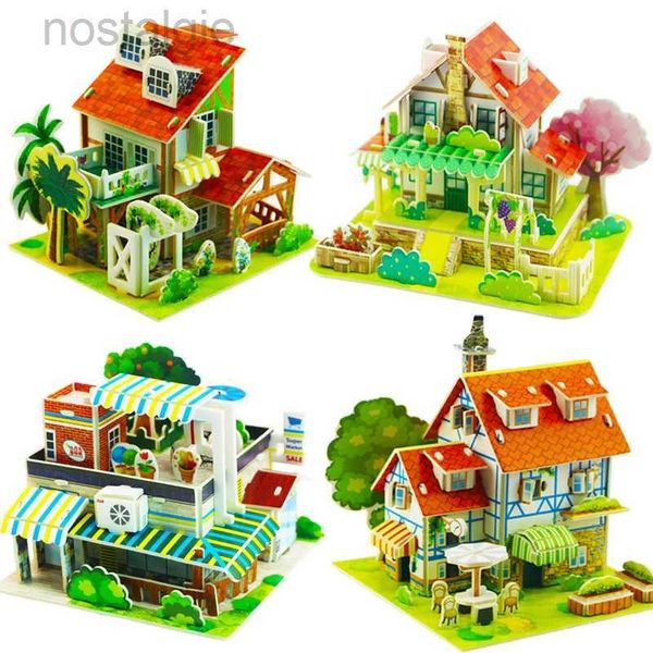 Blocchi Villa Casa Castello Modello di edificio 3D Puzzle di cartone Giocattoli per bambini Giocattoli educativi per bambini Regalo 240401