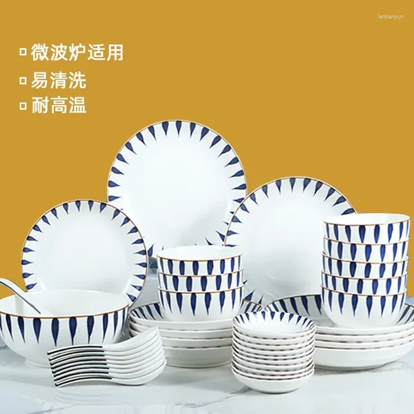 Наборы столовых приборов, миска, фарфоровая посуда для ужина, креативная рисовая бытовая керамическая посуда, набор контейнеров для столовых приборов