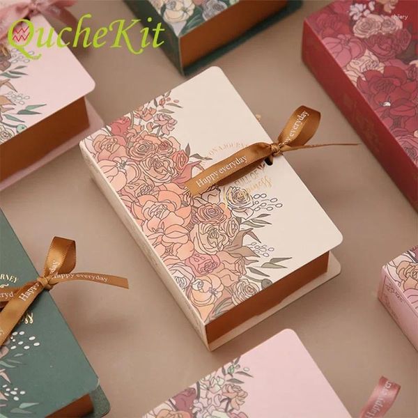 Hediye sargısı 10 adet yaratıcı kitap şekli çiçek kutusu Çikolatalı kurabiye ambalaj kek kraft kağıt kutular dekor düğün partisi bebek duşu