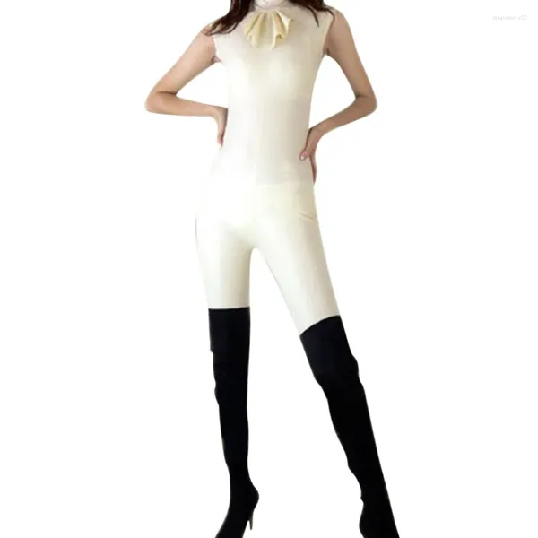 BH-Sets Latex ärmelloser All-Inclusive-Anzug Damen Weiß Full Cover Größe XXS-XXL