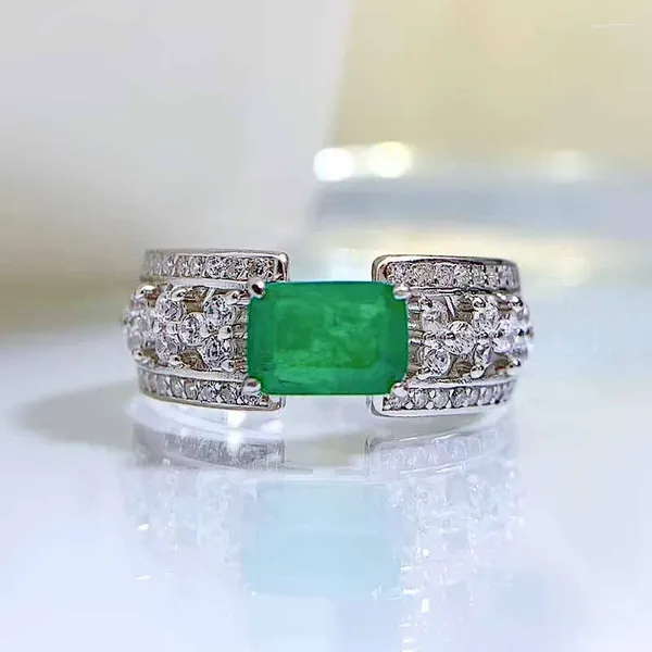 Cluster-Ringe Charms 925 Sterling Silber Smaragd Lab Diamant für Frauen Edelstein Hochzeit Party feiner Schmuck Dame Geburtstagsgeschenk