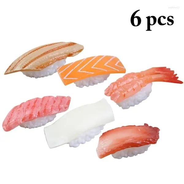 Fiori decorativi 6pcs decorazioni artificiali alimenti simulazione in pvc simulazione giapponese modello sushi giapponese cottura finta oggetto di sicurezza pografia