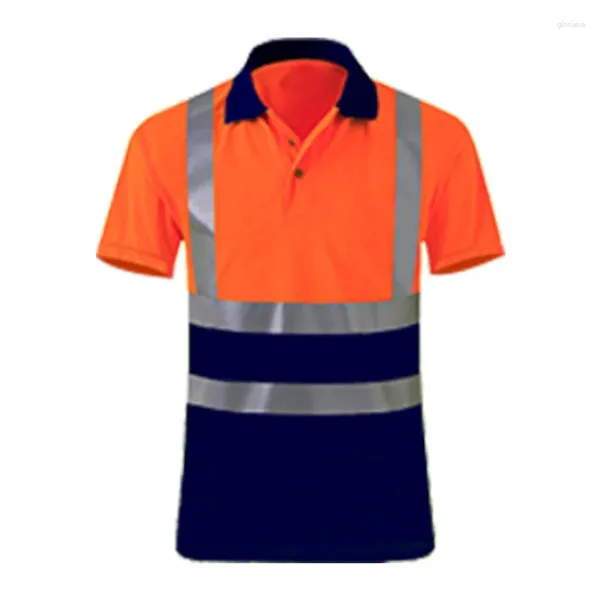 Polos masculinos Hi Vis Viz Colarinho marinho Segurança Trabalho Desgaste Alta Bility Hi-Vis T-Shirt Polo