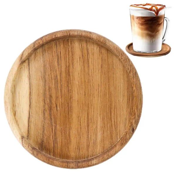 Коврики для стола, деревянные подставки из акации, противообжигающие, круглые, штабелируемые для кофе, современный декор для напитков для дома