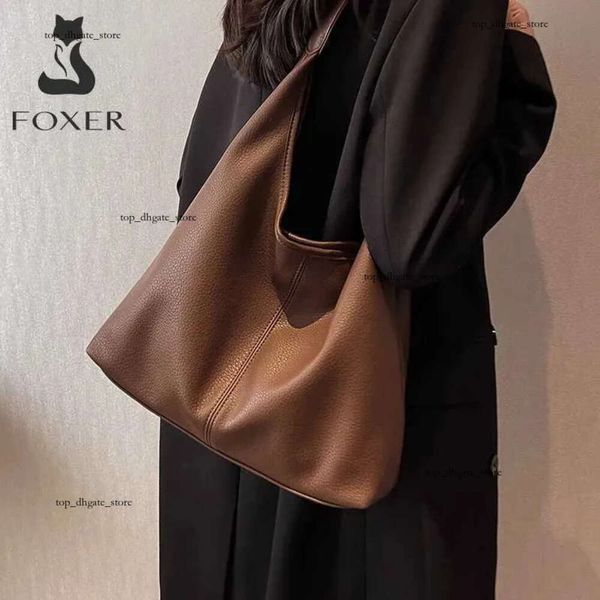 Foxer Evening Bags Foxer 2024 Vintage Women большой сумочка мягкая кожаная кожа с твердым цветом леди плеч