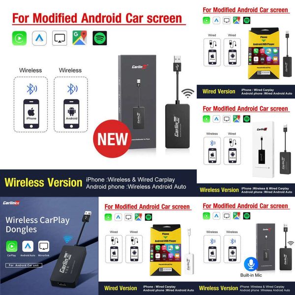 Carlinkit USB Wireless Carplay Dongle Wired Android AI Box Mirrorlink Lettore multimediale per auto Bluetooth Connessione automatica