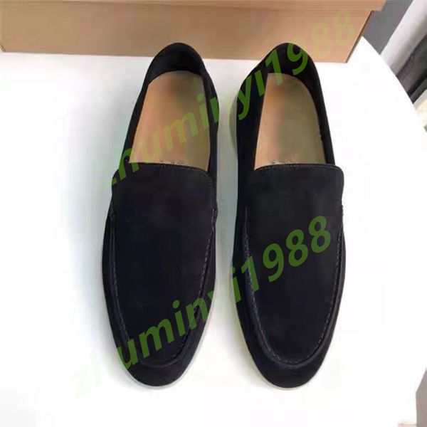 LP Casais Sapatos Caminhada de Verão Encantos Embelezados Camurça Mocassins Mocassins Couro Genuíno Casual Flats Homens Designers de Luxo Vestido Plano Sapato Calçado de Fábrica Z41