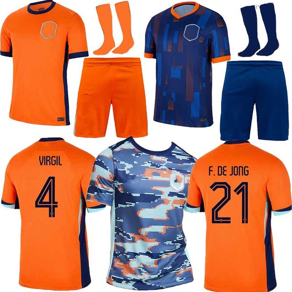 EUrO 24 Paesi Bassi 2024 25 MEMPHIS Maglia da calcio HoLLAND JONG VIRGIL BERGVIJN KLAASSEN BLIND DE LIGT Uomo Bambini kit Maglia da calcio olandese pre-partita allenamento uniforme