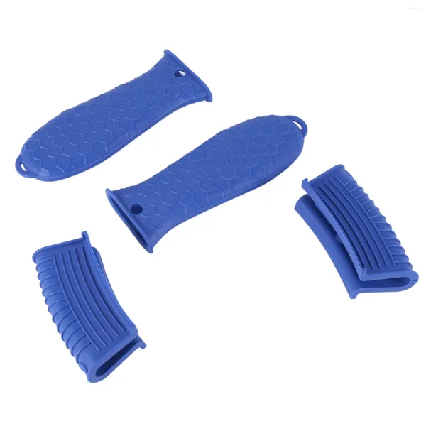 Set di pentole Supporto per manico in silicone per ghisa Confezione da 4 manicotti per pentole Set di coperture in gomma antiscivolo per padella