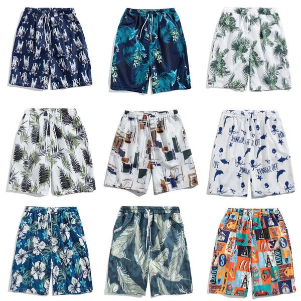 Pantaloni da spiaggia hawaiani oversize larghi da uomo, pantaloncini larghi, capispalla trendy ad asciugatura rapida, pantaloncini floreali estivi capris