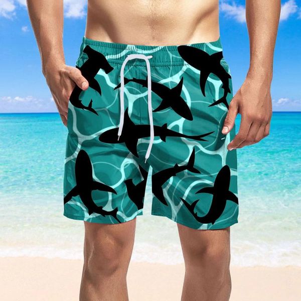 Shorts masculinos homens board juventude elegante cordão duplo bolso natação calças havaianas joelho troncos swimwear pantalones cortos