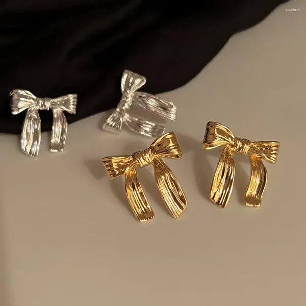 Dungle Küpe Paslanmaz Çelik Yay Saplama Moda İpek Şeridi Altın Gümüş Renkli Delici Kulak Aksesuarları Metal Takı Hediyesi