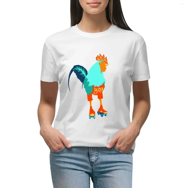 Polo da donna T-shirt Roller Derby Rooster Top da donna Magliette nere da donna