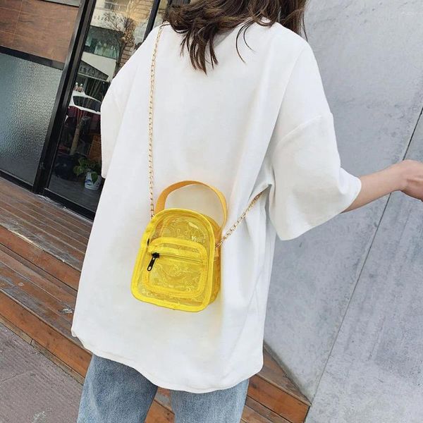 Sacos de ombro PVC Transparente Mulheres Clear Chain Shopping Bolsas Embreagem Praia Bolsa de Viagem