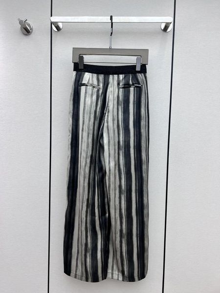 Pantaloni da donna dritti a righe primaverili ed estivi - Design classico in ferro battuto con vita a righe verticali