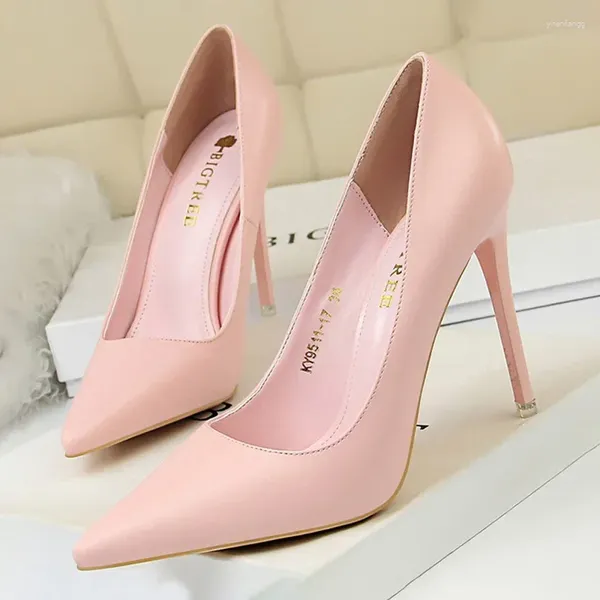 Sapatos de vestido 2024 mulheres 10,5 cm de altura bombas moda moda preta rosa casamento branco senhoras sexy estiletto