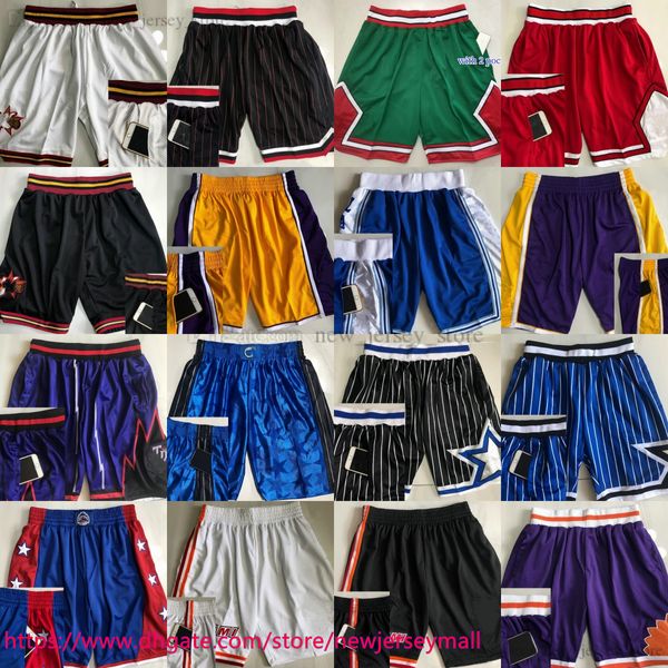 Klassische Retro Authentische Stickerei Basketball -Taschen -Shorts Retro mit Taschen Taschen Taschen Taschen.