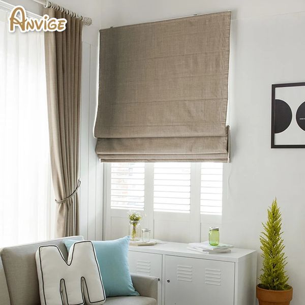 Anvige moderne motorisierte Baumwollkabine Flache römische Blinds Rollor -Farben für Wohnzimmer Customized Fenstervorhänge 240322