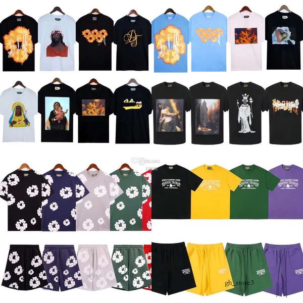 Denim Tees Designer Denim Teers T-Shirts Shorts Harajuku Hip Hop Baumwolle Kurzarm Tops Grafik T-Shirt Denim Teaes Trainingsanzug Laufsport Lose T-Shirt 638