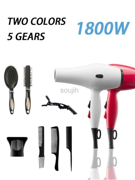 Secadores de cabelo Handy Secador de cabelo com bico profissional pente escova produtos de cuidado vermelho e branco 220V equipamento de salão para ferramenta de estilista de cabelo 240401