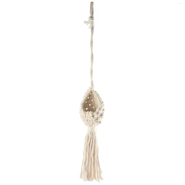 Tapeçarias Boho Macrame Air Plant Hanger Tillandsia Cesta de suspensão Suporte de corda Flor Decoração de casa (13cm)