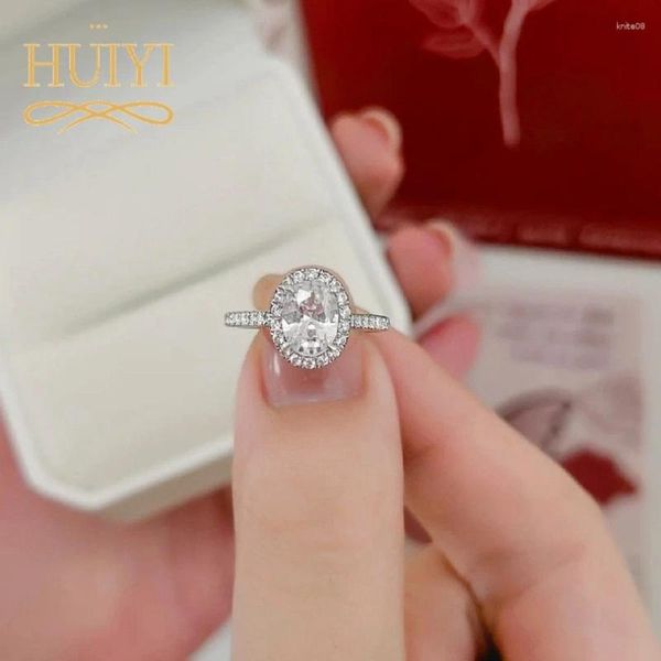 Кольца кластера Элегантное и изысканное кольцо из серебра 925 пробы в форме яйца с инкрустацией одним муассанитом, обручальное кольцо для женщин, ювелирные изделия