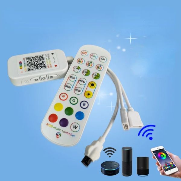 WS2811 WS2812B Controller Musica Bluetooth App Tasti IR38 Microfono integrato per WS2812 Wifi indirizzabile Alexa Google IOS Android 5V-24V