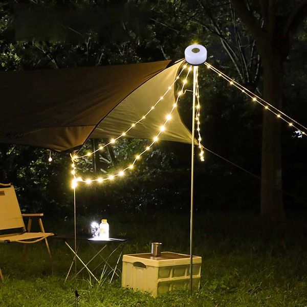 LED-Stränge, Camping-Laterne mit Schnur, USB wiederaufladbar, 2000 mAh, Außenleuchten, 8 m/10 m Länge, tragbare Zeltleuchte für den Garten YQ240401