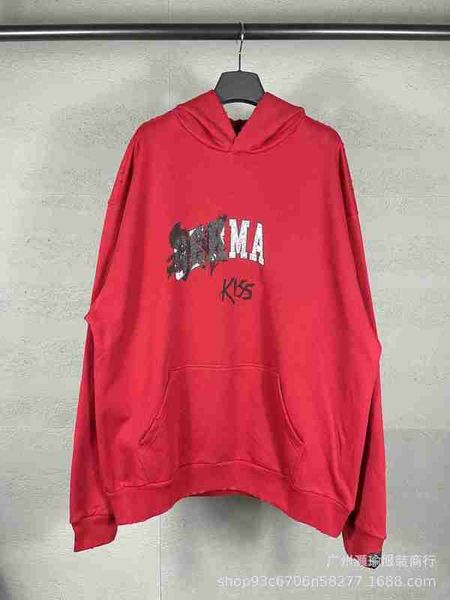 Designer 23SS Correct Edition B Family KISS Print Burnt Out Old High Street Fashion Свободный мужской и женский свитер с капюшоном 790P